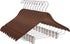 Quality Wooden Skirt Hangers with Clips, 10-Pack Smooth Solid Wood Pants Hangers with Durable Adjustable Metal Clips, Swivel Hook, Coat, Jacket, Blouse Suit Hangers (Walnut - Chrome Hook, 10)