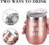 Thank You for Being Awesome Wine Tumbler, Birthday Christmas New Job Promotion Friendship Gift for Women Friend Coworkers Sisters, 12 Oz Stainless Steel Wine Tumbler with Sayings for Women, Rose Gold