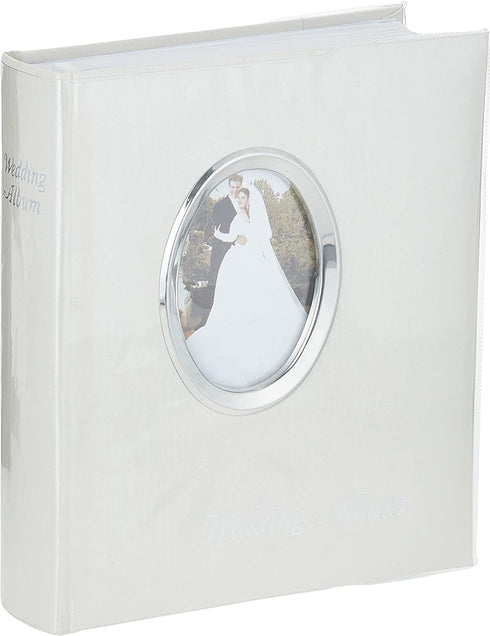 Pioneer Photo Albums WAF-46/ST 200 Pocket Ivory Moire Cover Album with Silver Tone Oval Frame and Wedding Album Text for 4 x 6-Inch Prints