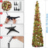 Artificial Christmas Tree,5ft Pop Up Pencil Tinsel Trees for Home Decorations Indoor Holiday Party WOKEISE(Colourful Gold)