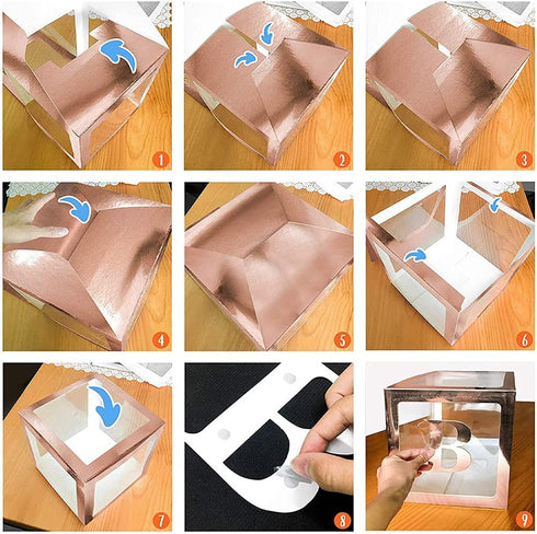 YJHSS Baby Shower Boxes Decorations for Girl & Boy, 4-Pack Transparent Balloons Boxes Décor with BABY Letters for Gender Reveal Baby Shower Decorations Bridal Showers Birthday Party, Rose Gold