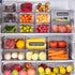 Set of 4 Fridge Storage Bins,Stackable Kitchen Pantry Cabinet, Freezer Food Organizer Box with Lid,Clear Plastic BPA Free Food Container for Kitchen Countertops, Refrigerator