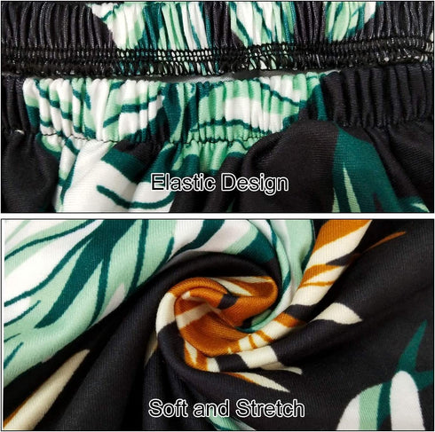 NORTHERN BROTHERS Chair Covers for Dining Room Printed Dining Chair Covers (Set of 4,Black Green Leaf)