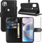 for Moto One 5G Ace Case,for Motorola 5G Ace Wallet Case,with Screen Protector,PU Leather Wrist Strap Card Slots Soft TPU Shockproof Protective Flip Cover Phone Case for Moto One 5G Ace Case, Black