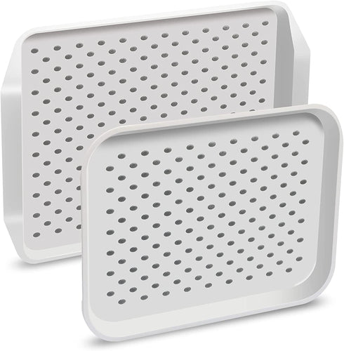 2Pcs Rectangle Anti-Slip Food Serving Tray with Handles, Non Skid Multipurpose Tray for Breakfast Food Drink Trays (17.7 and 14 Inch)