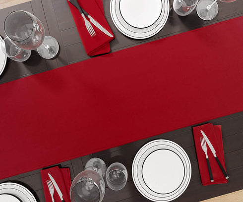 Encasa Homes Table Runner for 8 Seater Dining - Deep Red - Large 13 x 104 inch, 100% Cotton Plain Dyed Solid Colours Decorative Cloth for Party, Banquet, Restaurant & Outdoors - Machine Washable