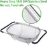 18/8 Stainless Steel Over The Sink Colander with Fine Mesh Strainer Basket & Expandable Rubber Grip Handles - Strain, Drain, Rinse Fruits, Vegetables