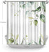 Green and White Shower Curtain Green Leaves Fabric Shower Curtains Botanical Themed Floral Shower Curtain for Bathroom Watercolor Leaf Shower Curtain Sets Waterproof with Hooks, 72? X 72?
