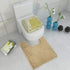 ITSOFT Non-Slip Shaggy Chenille Toilet Contour Bathroom Rug with Water Absorbent, 24 x 21 Inches U-Shaped Beige
