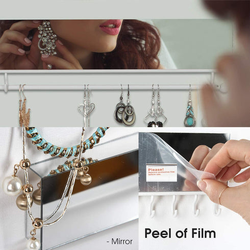 J JACKCUBE DESIGN Wall Mounted Hanging Jewelry Organizer Necklace Holder with 28 Jewelry Hooks for Earrings and Bracelets and Rod- MK610A