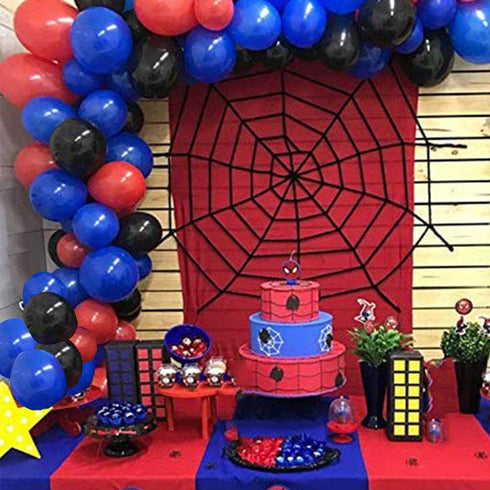 120 PcsRed Blue Black Balloon Garland for Superhero Party, Red Blue Party Baby Shower Decorations Hero Birthday Party Decoration Children's Day Gift