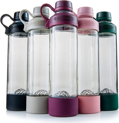 BlenderBottle Mantra Glass Shaker Bottle, 20-Ounce, Pebble Grey