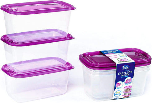 LEXINGWARE ?6 PACK?Plastic Food Storage Containers with Lids Airtight Square Meal Prep Containers, Microwave, Freeze, Dishwasher Safe (Transparent-Purple, 35.5oz-6 Pack)