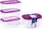 LEXINGWARE ?6 PACK?Plastic Food Storage Containers with Lids Airtight Square Meal Prep Containers, Microwave, Freeze, Dishwasher Safe (Transparent-Purple, 35.5oz-6 Pack)