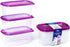 LEXINGWARE ?6 PACK?Plastic Food Storage Containers with Lids Airtight Square Meal Prep Containers, Microwave, Freeze, Dishwasher Safe (Transparent-Purple, 35.5oz-6 Pack)