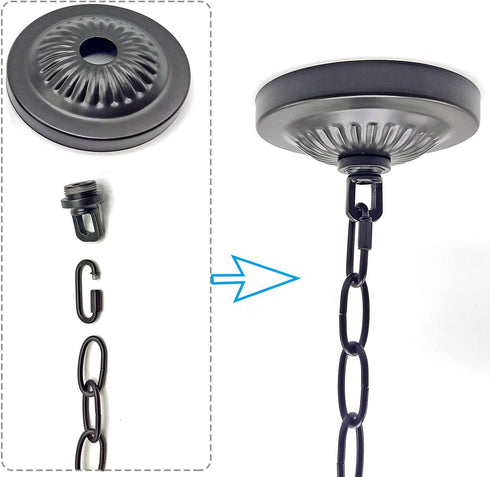 ECUDIS Light Fixture Canopy Kit, 5 Inches Diameter and 6 Feet Pendant Light Chain Includes Mounting Hardware for Chandelier or Swag Light Fixtures, Max Fixture Load of 50 Pounds (Oil Rubbed Bronze)
