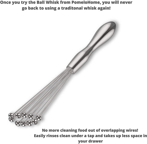 PomeloHome Stainless Steel Ball Whisk | 10 inch Whisk