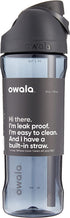 Owala FreeSip Clear Water Bottle with Straw for Sports and Travel, BPA-Free, 25-Ounce, Very, Very Dark