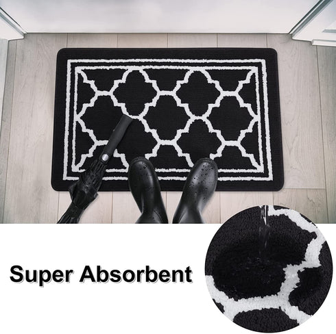 Buganda Indoor Door Mat (20x32,Black) Resist Dirt and Absorbent Entryway Rug, Anti-Slip, Low Profile Inside Floor Mat Door Rugs for Entrance