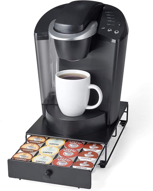 nifty SOLUTIONS Capacity Nifty Rolling Mini Black Finish, Compatible with K-Cups, 24 Pod Pack Holder, Compact Under Coffee Pot Storage Drawer, Slim Home Kitchen Counter Organizer