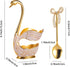 Feyarl Coffee Dessert Sugar Spoon Set Decorative Swan Base Holder with 6pcs Spoons for Stirring Mixing Dessert Ice Cream Coffee Teaspoon Cake Flatware (Gold)