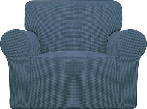 Easy-Going Stretch Chair Sofa Slipcover 1-Piece Couch Sofa Cover Furniture Protector Soft with Elastic Bottom for Kids, Pet. Spandex Jacquard Fabric Small Checks (Chair, Bluestone)