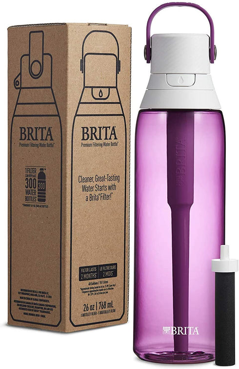 Brita Plastic Water Filter Bottle, 26 Ounce, Orchid, 1 Count