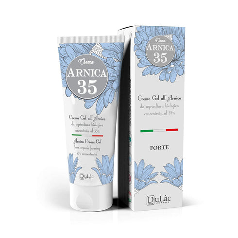 Dulàc Natural Arnica Gel Cream Extra Strong 2.53 Fl Oz with 35% Organic Arnica Montana Extracts for Joint and Muscle Relief, Made in Italy Arnica Bruise Cream Extra Strength, Cool Effect