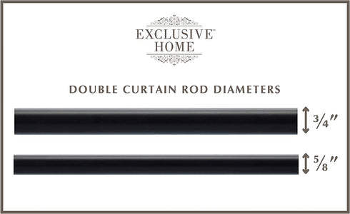 Exclusive Home Curtains Napoleon Double Curtain Rod and Finial Set, 36-72, Matte Black