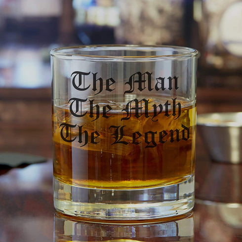 Printed 10.25oz Whiskey Glass - The Man, The Myth, The Legend - Old Tyme