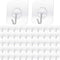 Adhesive Hooks, Transparent Reusable Utility Hooks Heavy Duty Wall Hooks 13lb(Max) Seamless Hooks Waterproof and Oil Proof for Kitchen Bathroom and Kitchen (50)