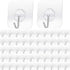 Adhesive Hooks, Transparent Reusable Utility Hooks Heavy Duty Wall Hooks 13lb(Max) Seamless Hooks Waterproof and Oil Proof for Kitchen Bathroom and Kitchen (50)