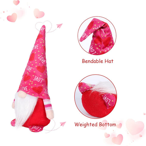 PIKRONSH 2 Pcs Valentine Gnomes Plush, Mr & Mrs Handmade Swedish Tomte Elf Valentine's Day Decoration Gift