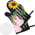 Oven Mitts and Pot Holders Sets Farmhouse Sunflower Pig American Flag Kitchen Microwave Gloves and Hot Pads Potholders with Cotton Liner Grip Cooking Mitts for Baking Cooking Grilling BBQ