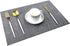Panda Palm Durable Placemats Set of 6 Vinyl Heat-Resistant Table Mats Washable Plastic Placemats for Dining Table (Grey)
