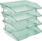 Acrimet Facility 4 Tier Letter Tray Side Load Plastic Desktop File Organizer (Clear Green Color)