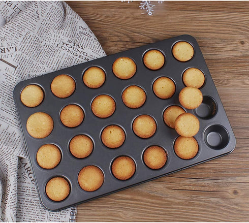 Kingrol 24-Cup Nonstick Mini Cupcake & Muffin Pans, Carbon Steel Baking Pans - 2 Pack