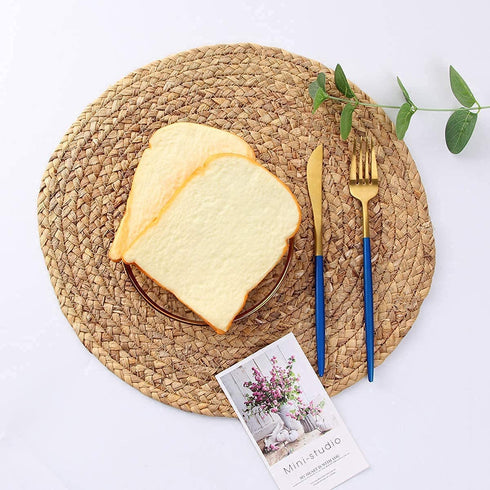 CY SISTERS Woven Placemats Set of 2, Round Placemats for Dining Table, 100% Water Hyacinth, Natural Farmhouse Braided Placemats Wicker Rustic Place Mats, Home, Wedding, Perfect for Indoor Outdoor 14€œ