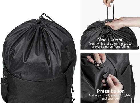 Chrislley 106L Collapsible Laundry Bag Backpack Laundry Liner Extra Large Laundry Basket Foldable Laundry Hamper Dirty Clothes Hamper for Laundry?Black?