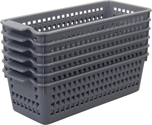 Leendines Small Plastic Storage Baskets, 6 Packs Small Office Baskets