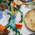Talking Tables Blue Glass Candlestick Holder Taper Candle Stand for Indoor or Outdoor Dining, Elegant Dinner Party Decorations, Birthday, Garden, Wedding, Home D©cor