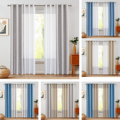 JINCHAN Curtains Linen Textured Casual Weave Curtain for Living Room Bedroom Window Panels Grommet Light Filtering Drapes 2 Panels Light Heathered Grey 96 Inch Long