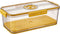 Refrigerator Organizer Bins,Stackable Produce Saver Organizer Bin Storage Containers with Removable Drain Tray for Fridge, Cabinets, Countertops and Pantry(Yellow-M)
