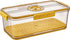 Refrigerator Organizer Bins,Stackable Produce Saver Organizer Bin Storage Containers with Removable Drain Tray for Fridge, Cabinets, Countertops and Pantry(Yellow-M)