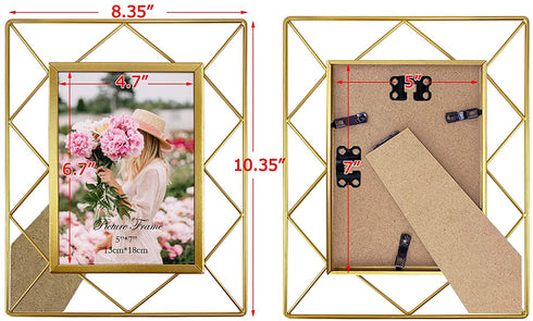 5x7 Metal Picture Frames for Tabletop or Wall Mounting Display, 2 Pack 7 x 5 Photo Frame