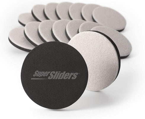 Super Sliders 3 1/2" Round Reusable Furniture Sliders for Hard Surfaces - Effortless Moving and Surface Protection, Beige (16 Pack)