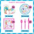 HAPYCITY 144 Pieces Mermaid Party Supplies Set Serves 24 Perfect Mermaid Birthday Packs Including Plates Napkins Cups Forks Spoons Knives