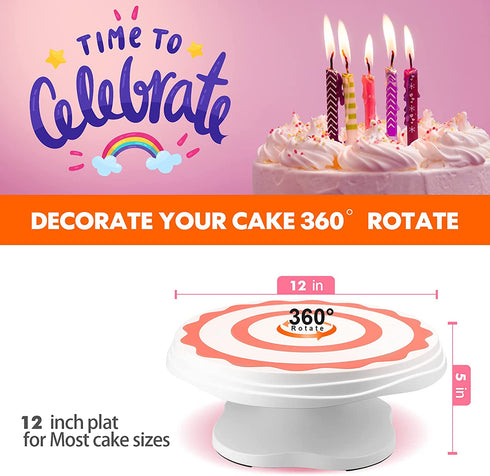 AISARCH Cake Decorating Supplies Kit,145 Pcs Cake Decorating Tools Set,Cake Turntable Set/Cake Stand with Piping Tips,Rose&Leaf Icing Tips,Cake Decorating Icing Spatula Set