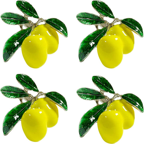 Lemon Napkin Rings Set of 4, Delicate Crafts Alloy Fruit Napkin Holder Rings Fall Table Decorations for Thanksgiving, Christmas, Wedding Banquet, Birthday, Holiday Daily Dinner, Party Decor?Lemon?