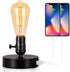 BTY Vintage Table Lamp Base E26 with USB Port Mini Industrial Table Lamp USB Small Nightstand Lamp Holder for Table, Bedside, Bedroom (Black)